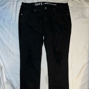 Mens Black Skinny Ripped Jeans